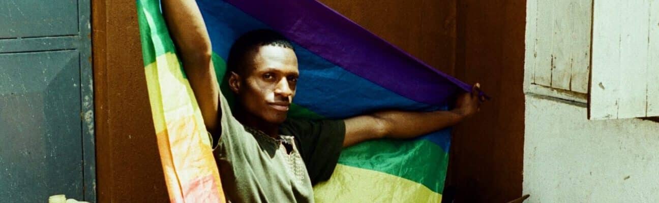 Man with rainbow flag
