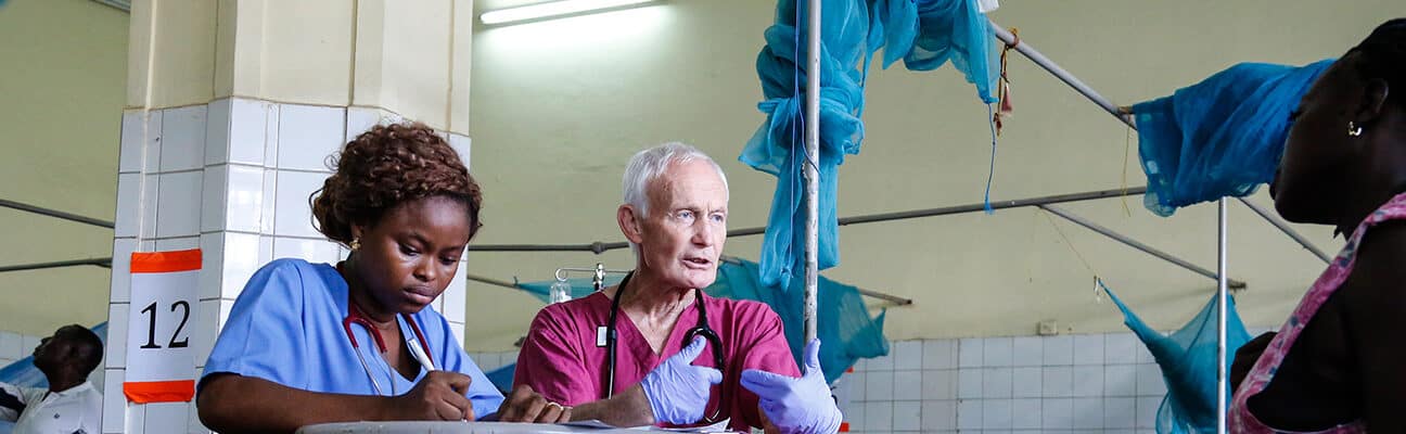 British and Sierra Leonean medics work together at Connaught Hospital, Freetown