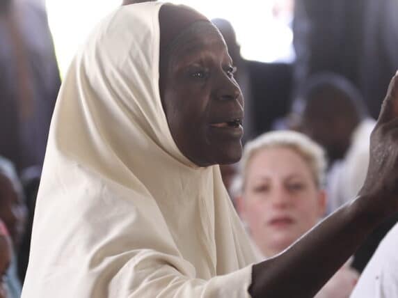 The UN Security Council meets with displaced individuals living in the Teachers' Village IDP Camp in Nigeria.