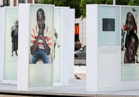 Photo display in town square