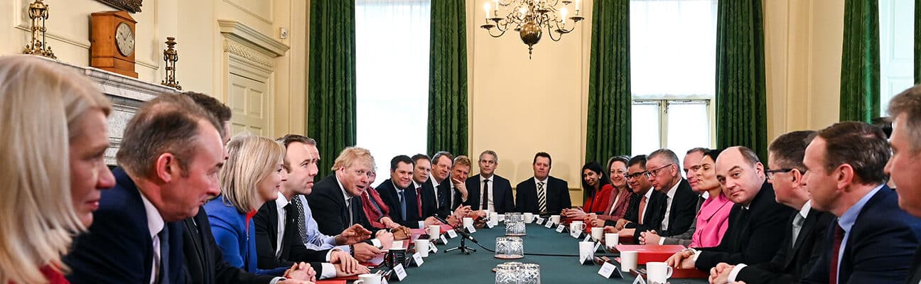 UK Prime Minister Boris Johnson holds his first Cabinet meeting since his reshuffle in the Cabinet Room