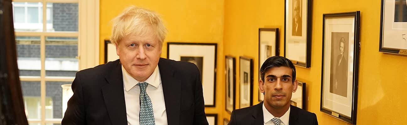 Prime minister Boris Johnson and chancellor Rishi Sunak inside number 10