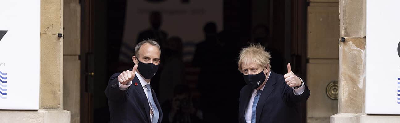 Boris Johnson and Dominic Raab visit the G7 at Lancaster House