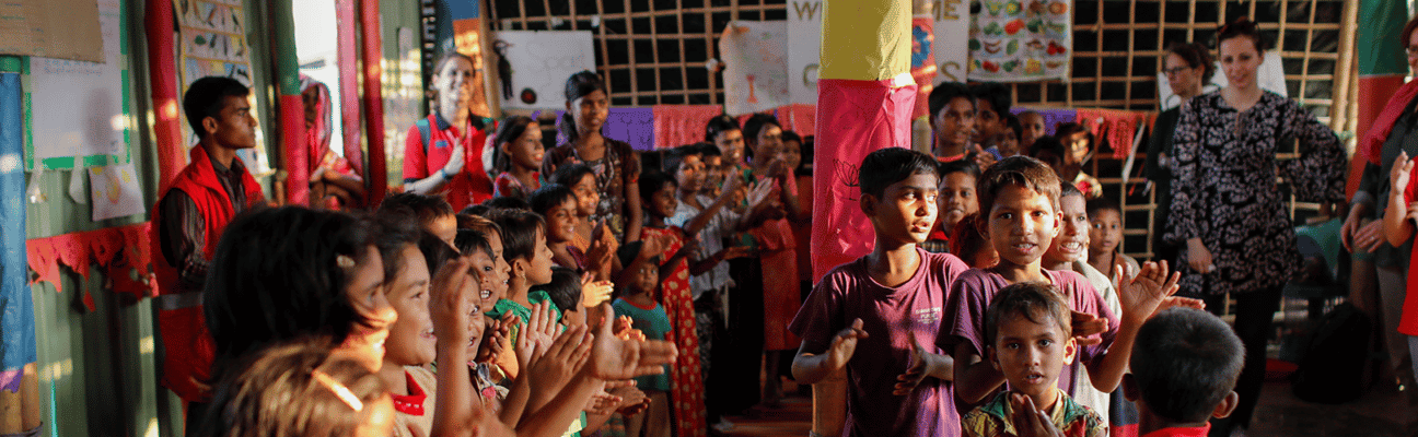 Rohingya refugee children participate in recreational activities in a Child Friendly Space run by Save The Children.