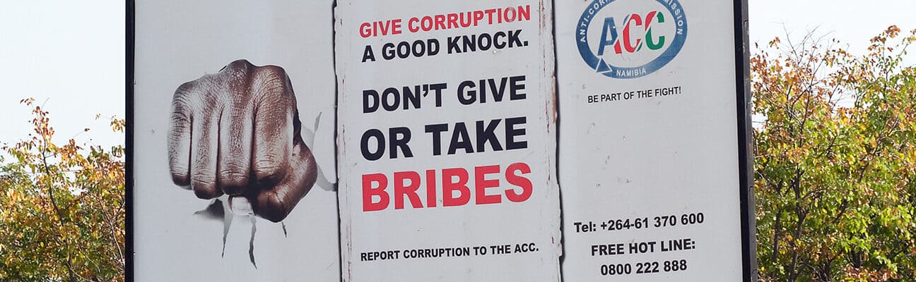 Anti-Corruption sign in Namibia.