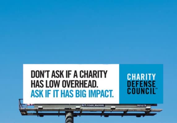 Billboard defending charities