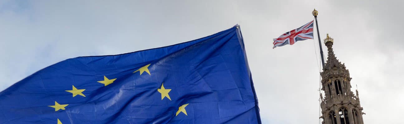 EU flag in front of Westminster