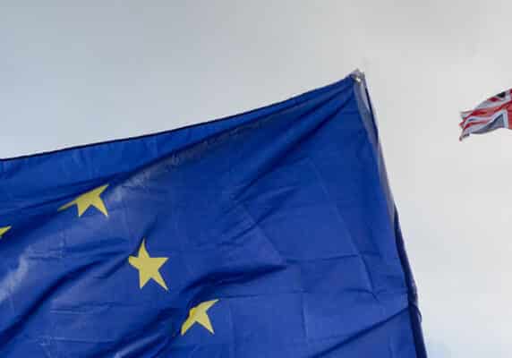 EU flag in front of Westminster