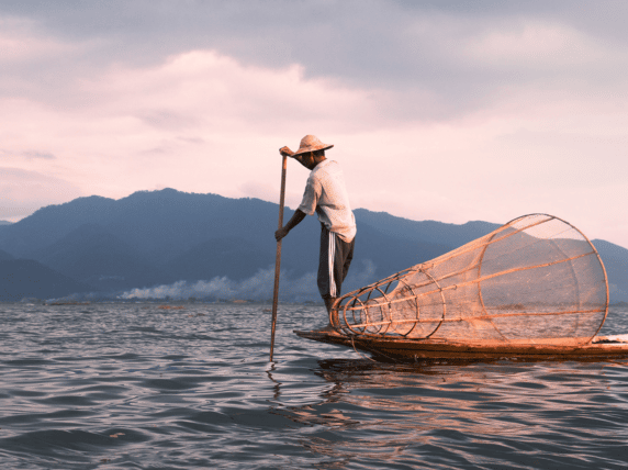 Fisherman on Lake Inle in Myanmar