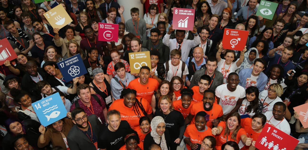 Group of young people in a crowd