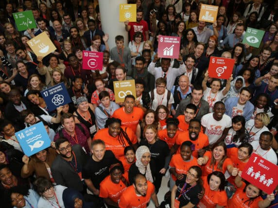 Group of young people in a crowd