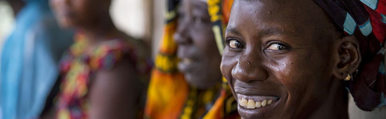 Women waiting at health clinic in Laniar, Senegal
