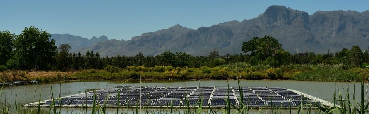 Solar panels on a lake