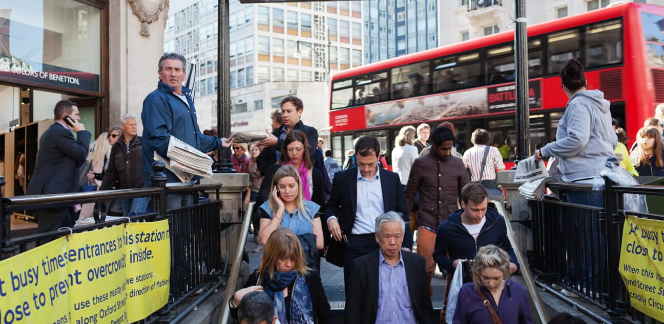 People entering Oxford Circus station- London