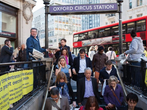 People entering Oxford Circus station- London