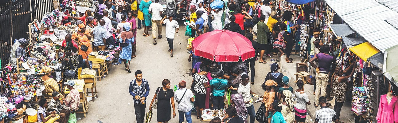 Downtown market streets. Lagos, Nigeria.