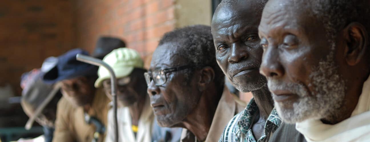 Veterans in Chad, Africa queueing for an ebola check