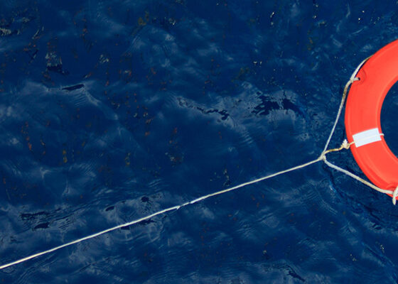 A life preserver at sea