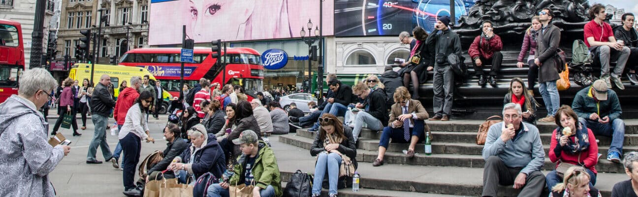 People in Piccadilly Circus, London