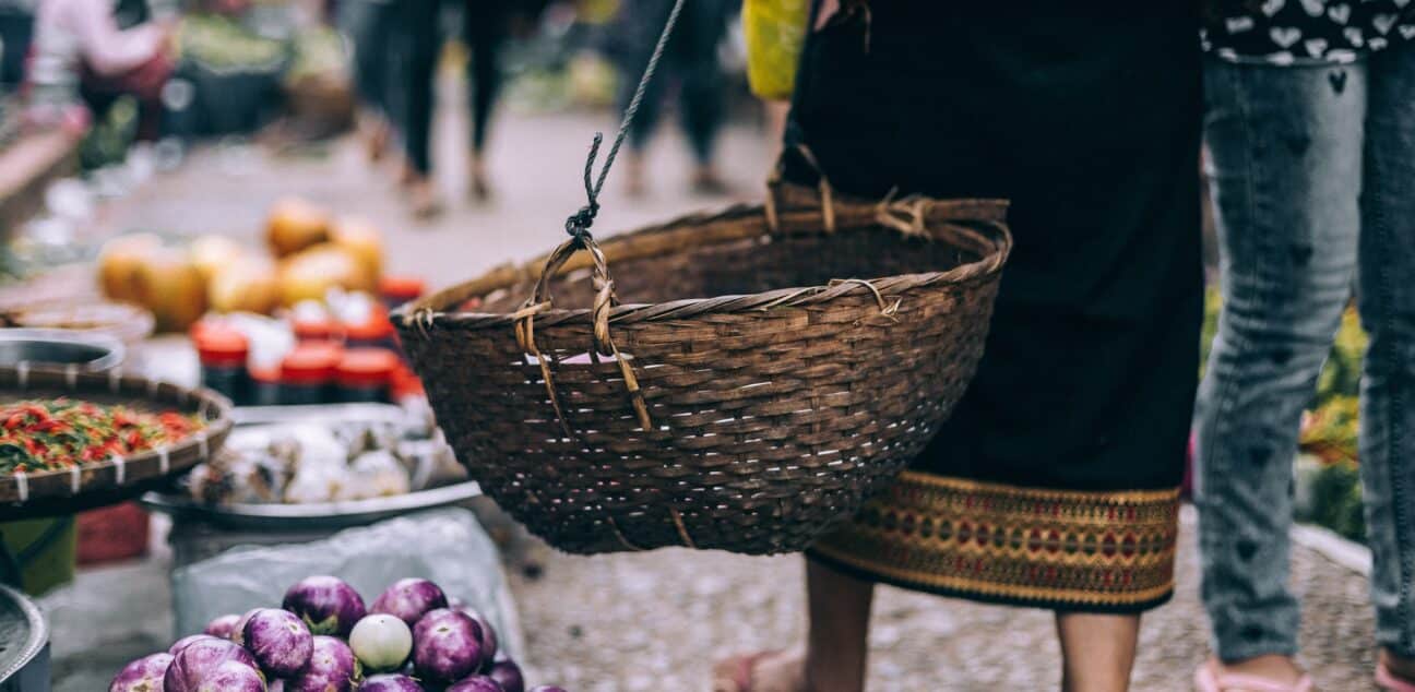 Woman carries a basket