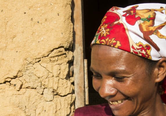 This is amazing, I love it." Portrait of Veronique Eulalie Rasoarimanana outside her home in Madagascar.