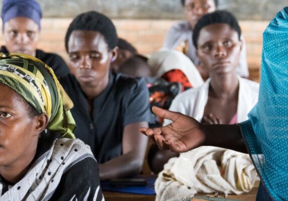 African women speaking in classroom