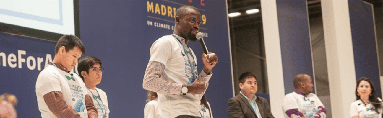 ‘Seyifunmi Adebote from Nigeria speaking during the Youth and Future Generation Day at COP15 in Madrid.