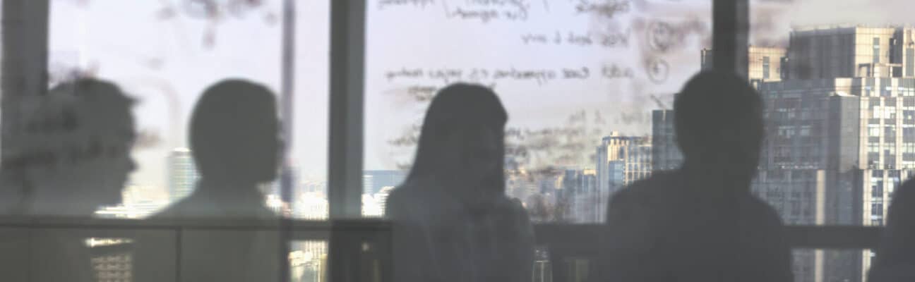 Silhouette shadows of business team meeting in office