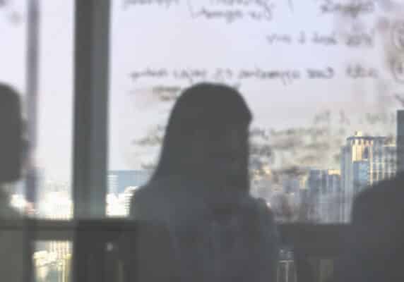 Silhouette shadows of business team meeting in office