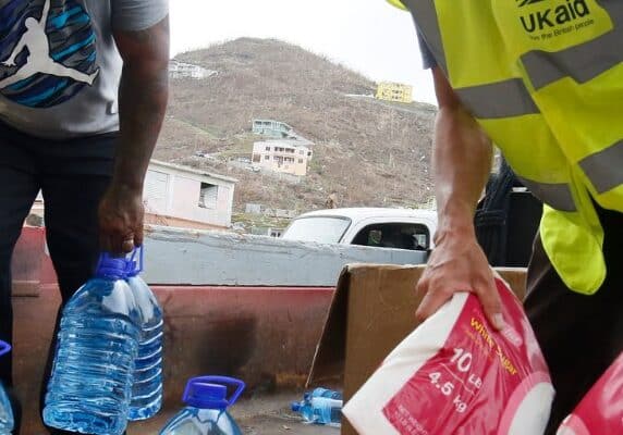 UK Aid handing out supplies