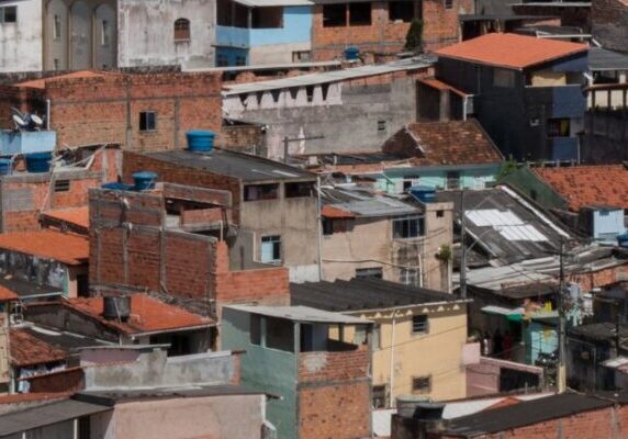 Sky scrapers and slum cityscape