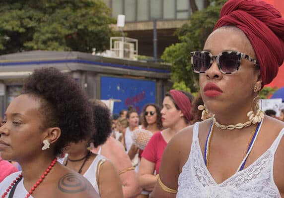 Women marching in Sao Paulo, Brazil