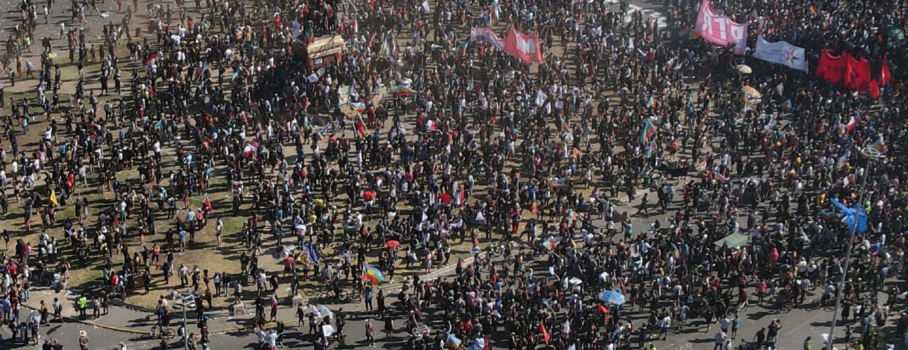 Protestors in Santiago, Chile