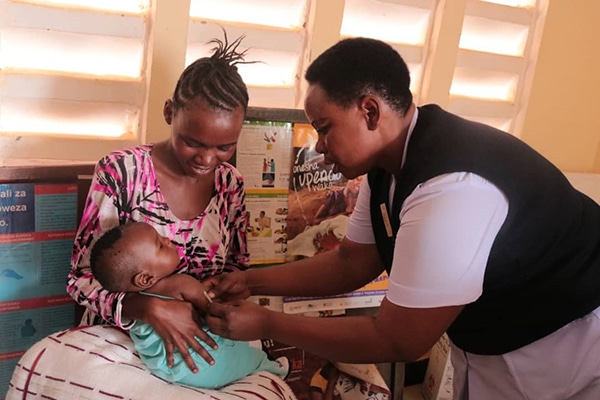 a baby receives vaccinations
