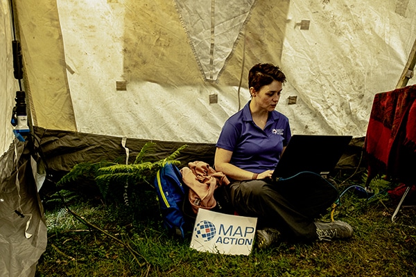 Claire Byrne at a MapAction training weekend June 2019