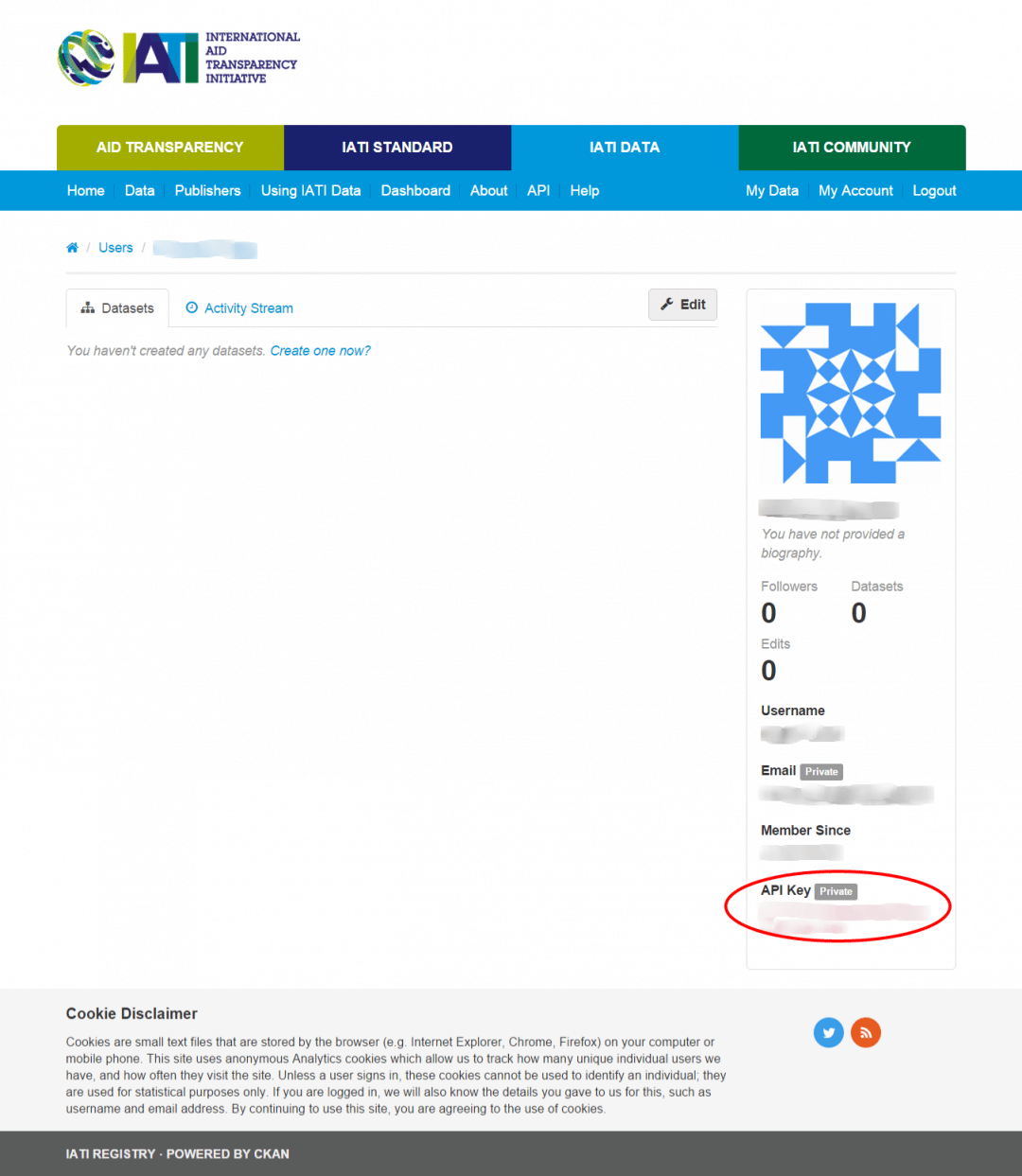 IATI Registry API Key IATI Registry API Key