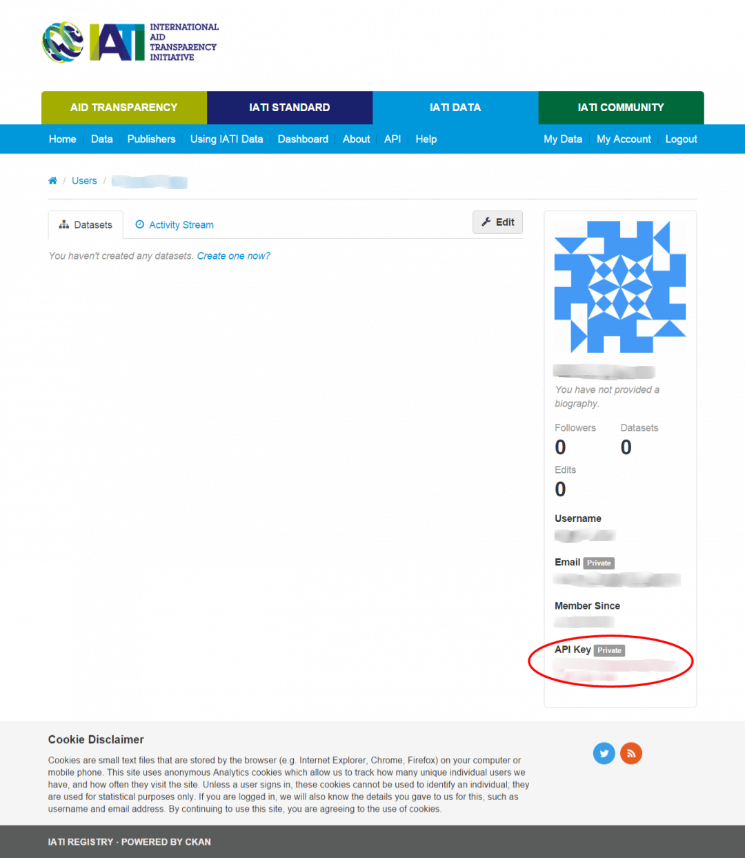 IATI Registry API Key