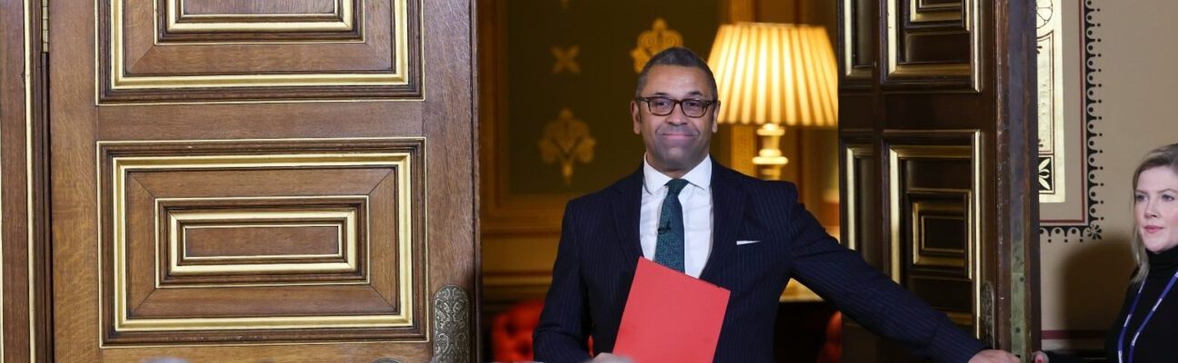 James Cleverly delivers a Foreign Policy speech from the Locarno Room at the Foreign Commonwealth and Development Office. Picture by Rory Arnold / No 10 Downing Street