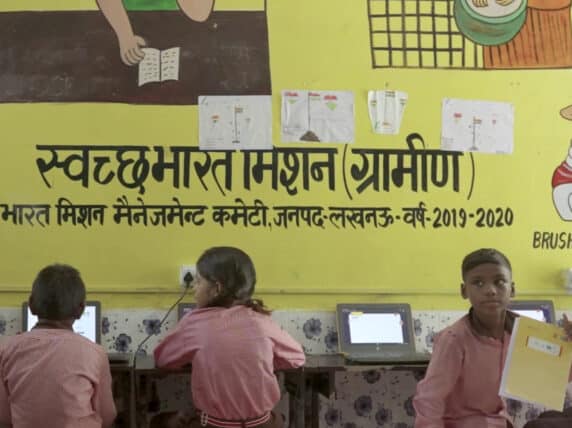 Students at a computer lab using Mindspark software in Lucknow, Uttar Pradesh. Education partners Educational Initiatives and Pratham Infotech Foundation delivered a computer-based adaptive learning platform to close learning gaps and provide actionable data to teachers to improve learning.