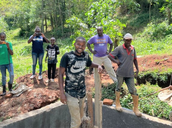 Protecting a spring with a concrete water tank at Mamayet, Kericho County