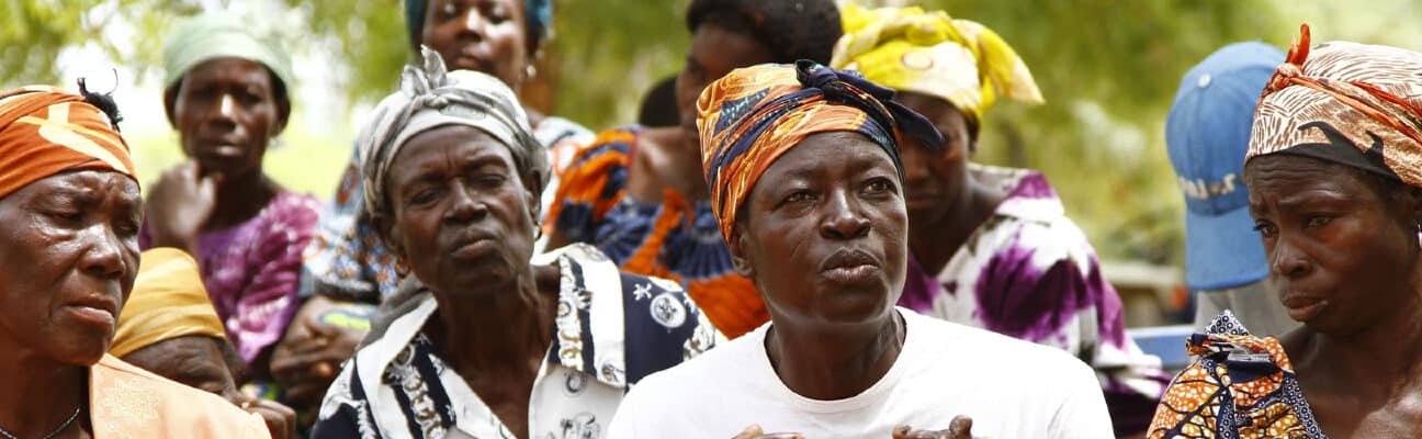 Ayipele Agomanap, 41, an Epilepsy survivor explains her situation to other members of her self-help group in Sandema, Northern Ghana. Self-help groups serve as solidarity platforms for members and facilitate their access to health and micro-economic programmes.