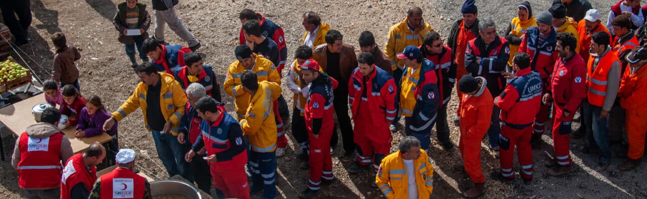 Humanitarian workers during dinner in Van Earthquake, Turkey, 2011