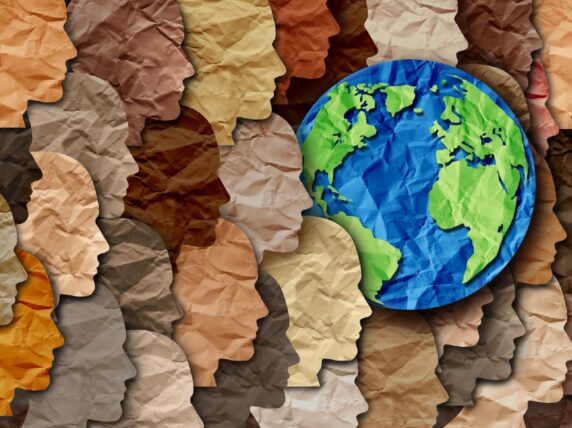 Faces turning towards and away from the earth
