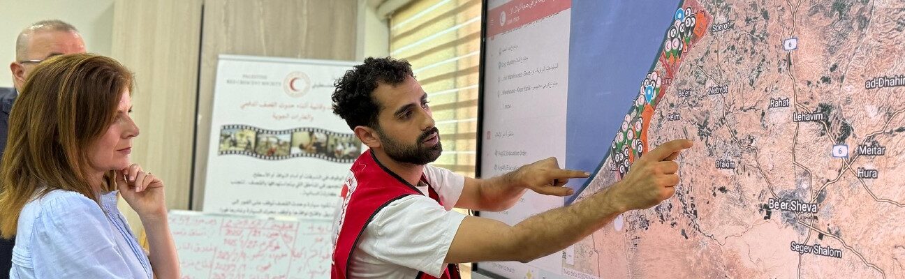 Minister for International Development, Baroness Chapman, visits the Palestinian Red Crescent Society in Jerusalem. Credit: FCDO