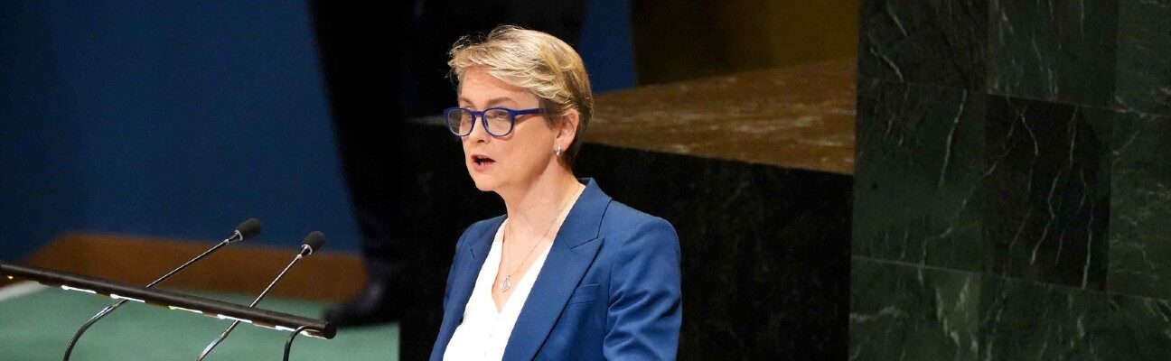 Foreign Secretary Yvette Cooper announcing the formal recognition of the State of Palestine at the 80th session of the United Nations General Assembly. Picture by Elliot Vick / FCDO