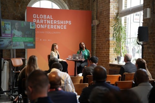 20/05/26, London, UK. Delegates speaking on day 2 of the Global Partnerships Conference, in the Spotlight Session 'Activating Local Leadership in Global Development Programmes (Unilever, EY and FCDO)